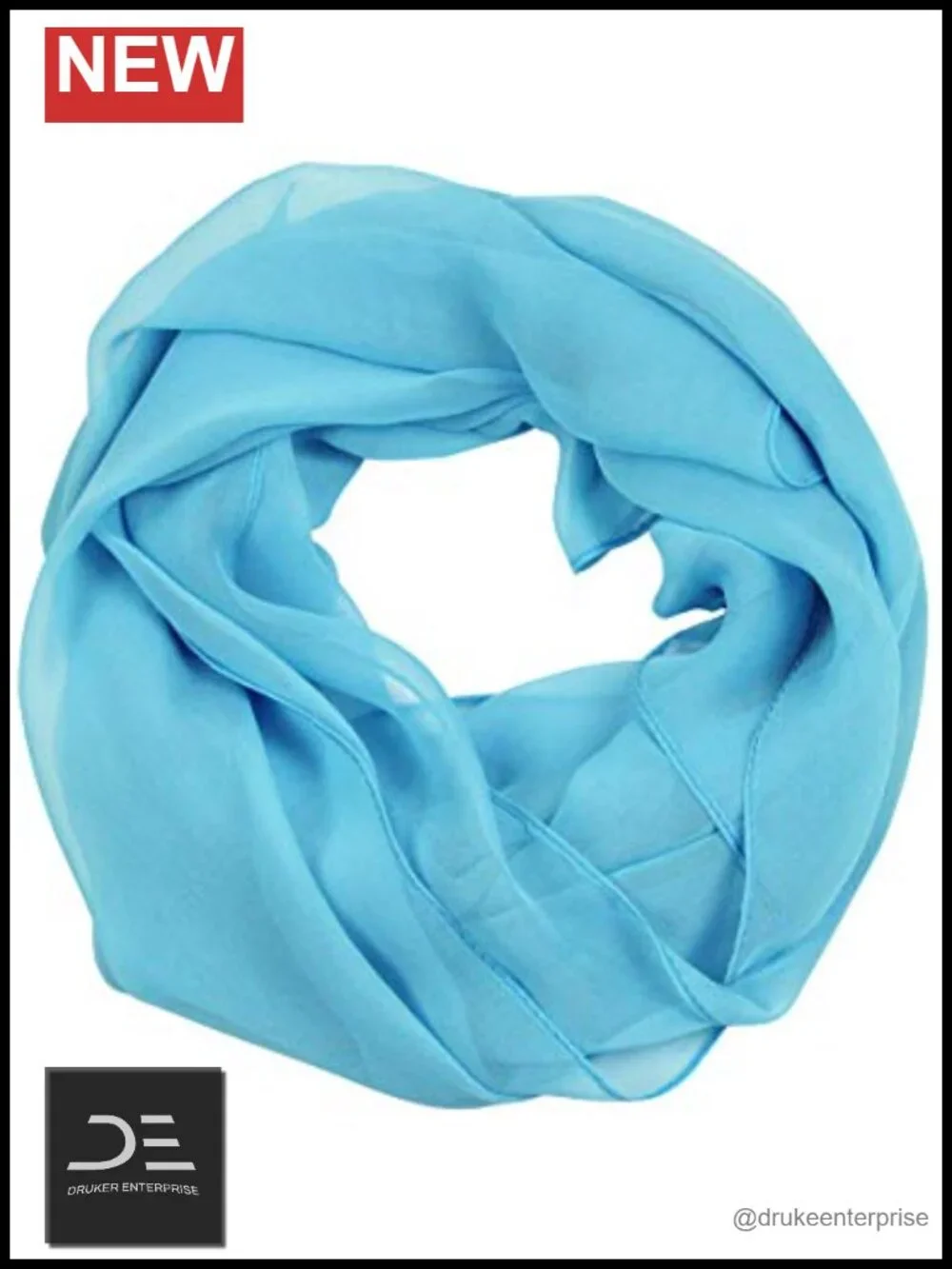 Long Chiffon Sheer Fashion Scarf, Silk/Polyester, Lightweight, Breathable